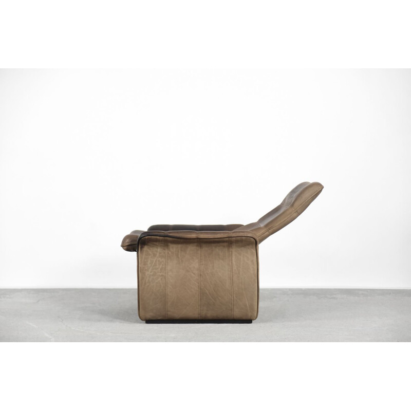 Cadeira de braços ajustável Vintage em couro de búfalo por De Sede, Suíça 1970