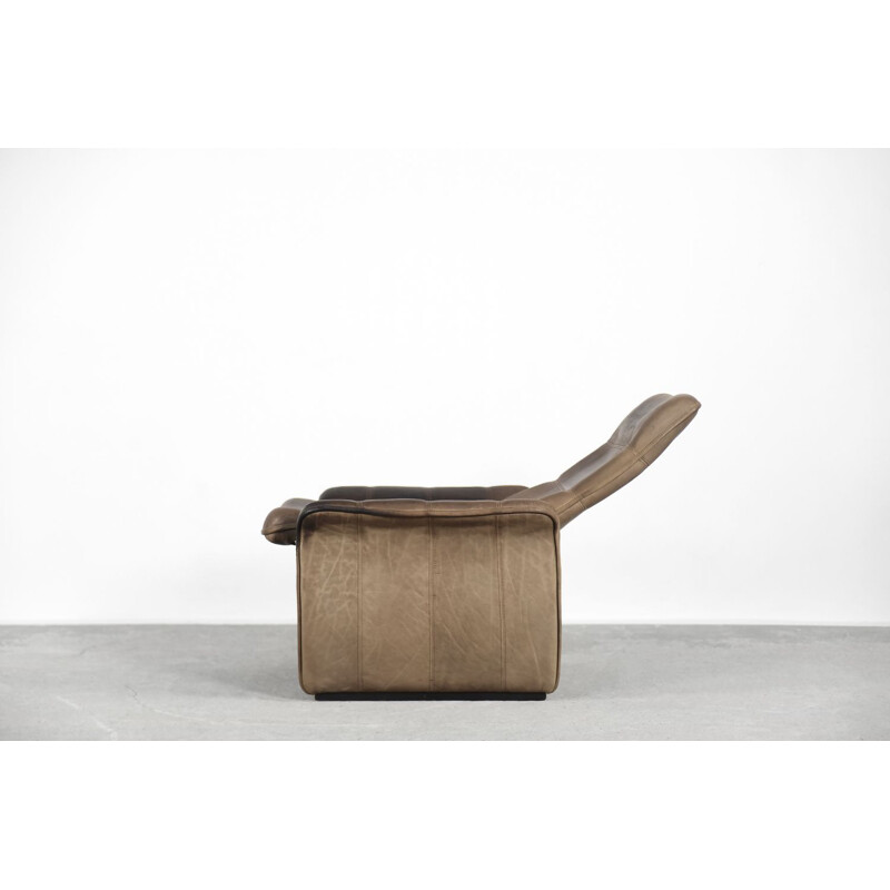 Vintage verstelbare fauteuil in buffelleer van De Sede, Zwitserland 1970