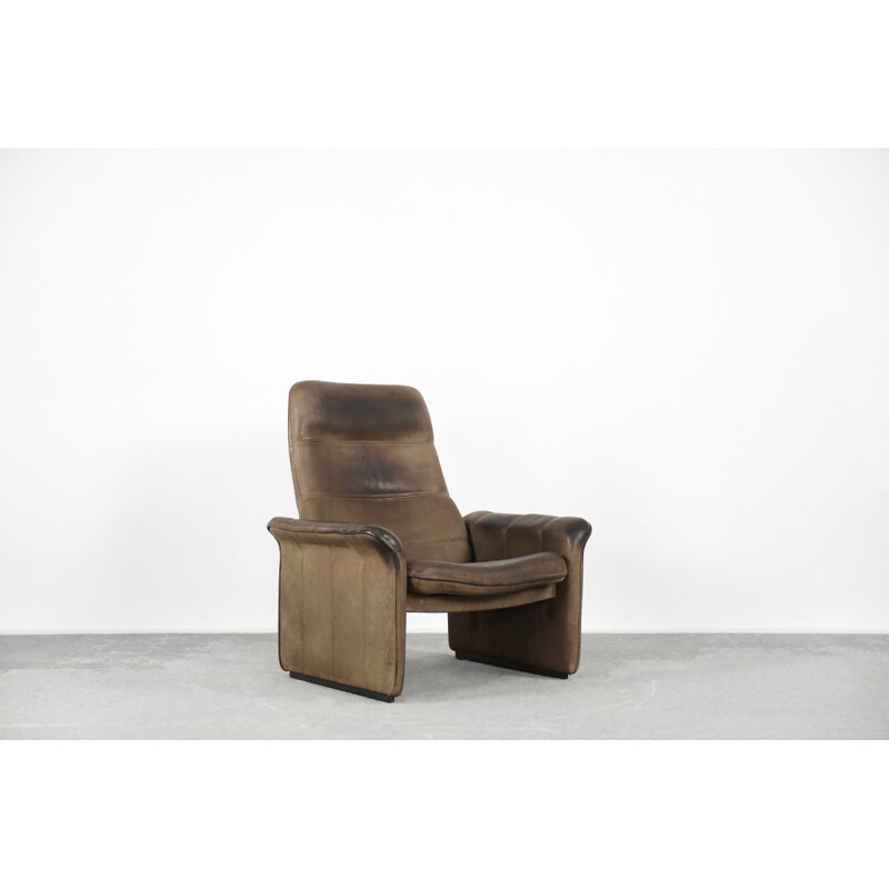 Vintage verstelbare fauteuil in buffelleer van De Sede, Zwitserland 1970