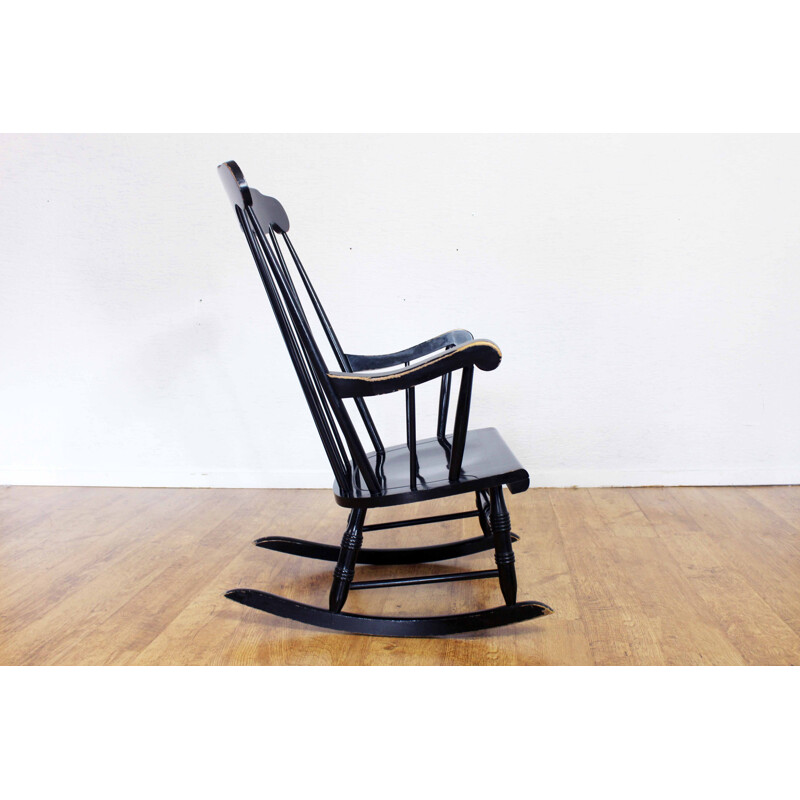 Chaise à bascule scandinave vintage noir, 1960
