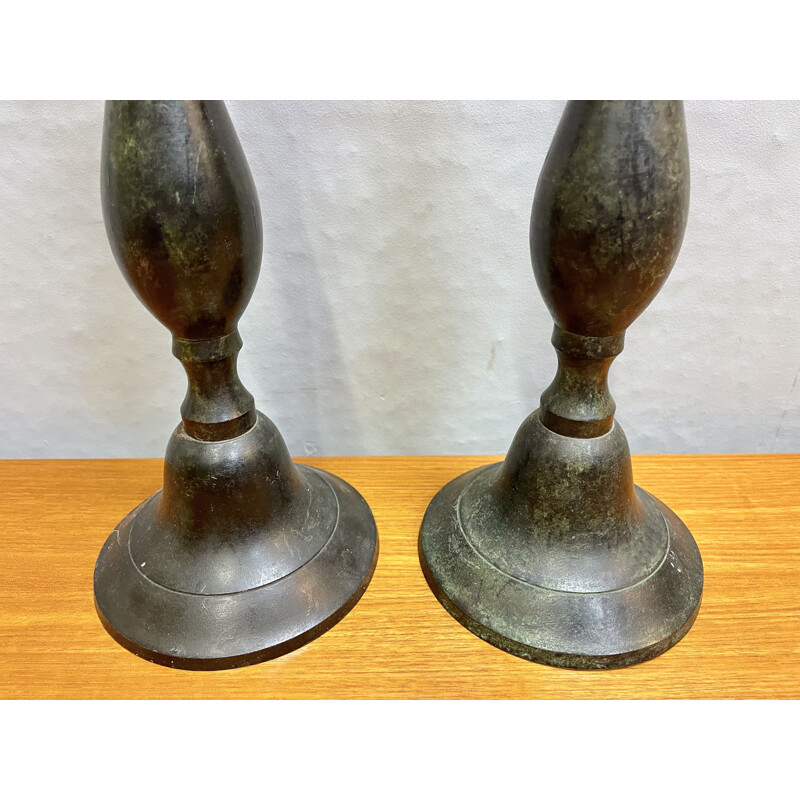 Pair of vintage metal candle holders