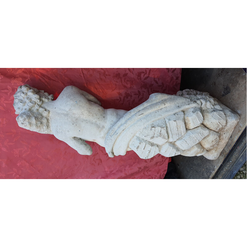 Vintage Hercules and the lion statue in stone - 150cm