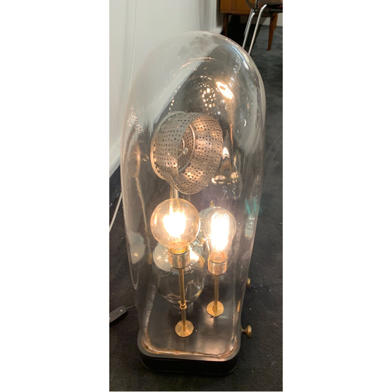 Vintage Dome Lampe aus Glas