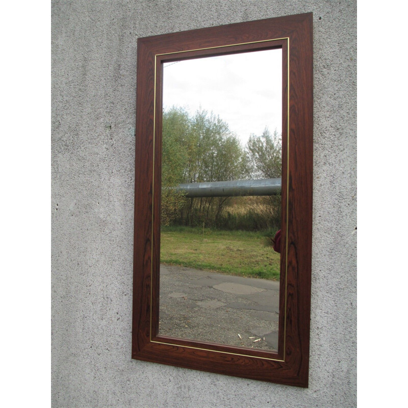 Vintage rosewood mirror, Denmark 1970s