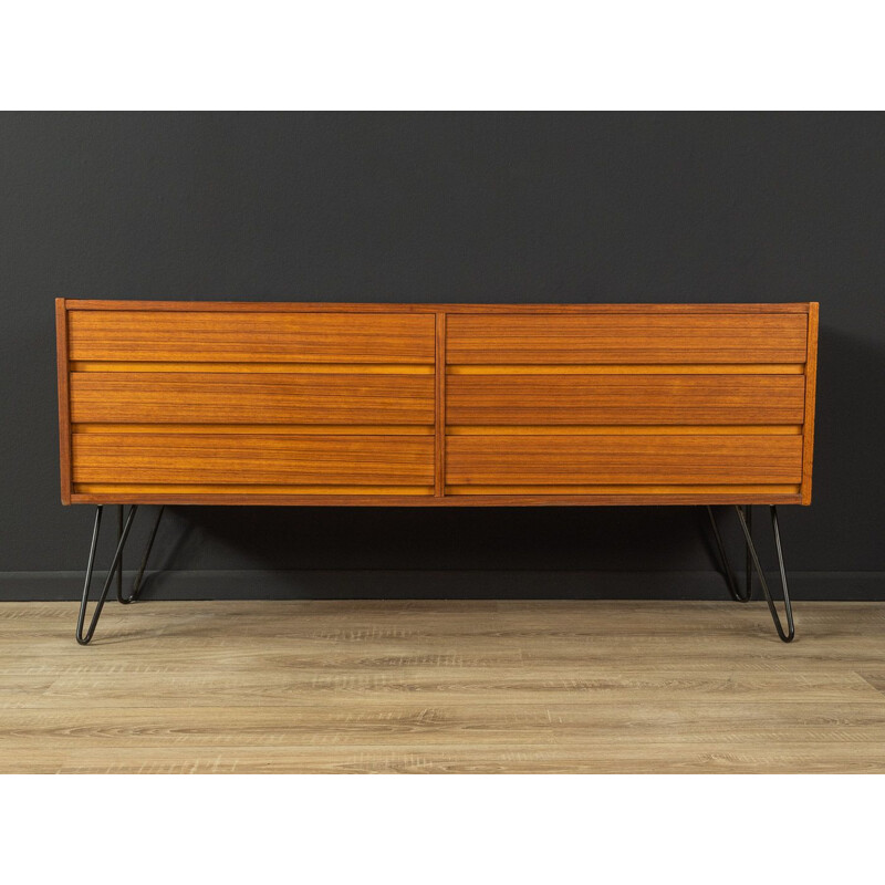 Vintage teak sideboard with six drawers, Germany 1950s