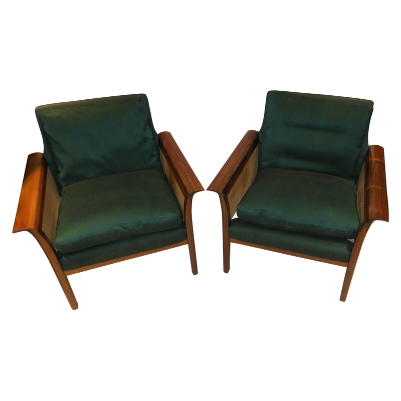 Scandinavian pair of armchairs in rosewood, Hans OLSEN - 1960s