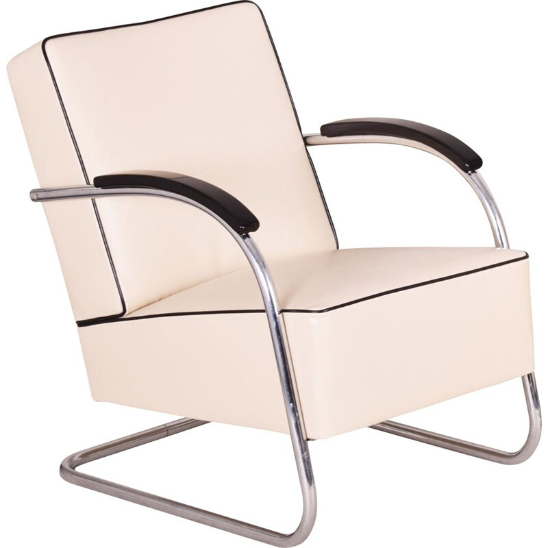 Vintage white Bauhaus armchair by Mucke Melder, 1930s