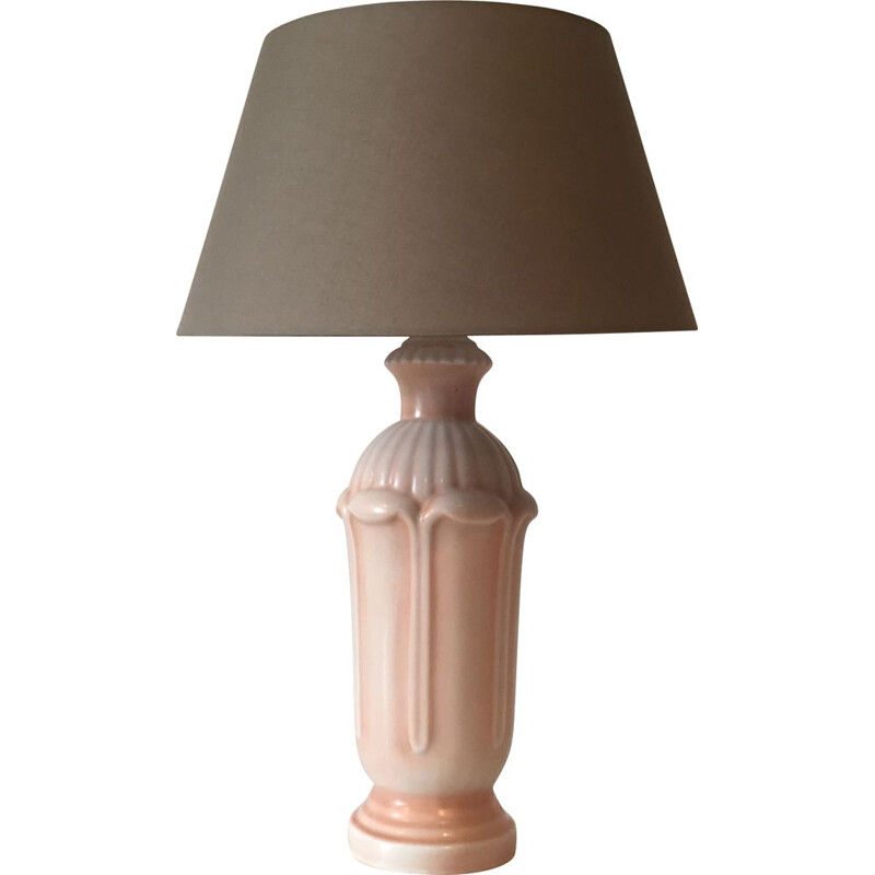 Vintage pink ceramic lamp, 1930