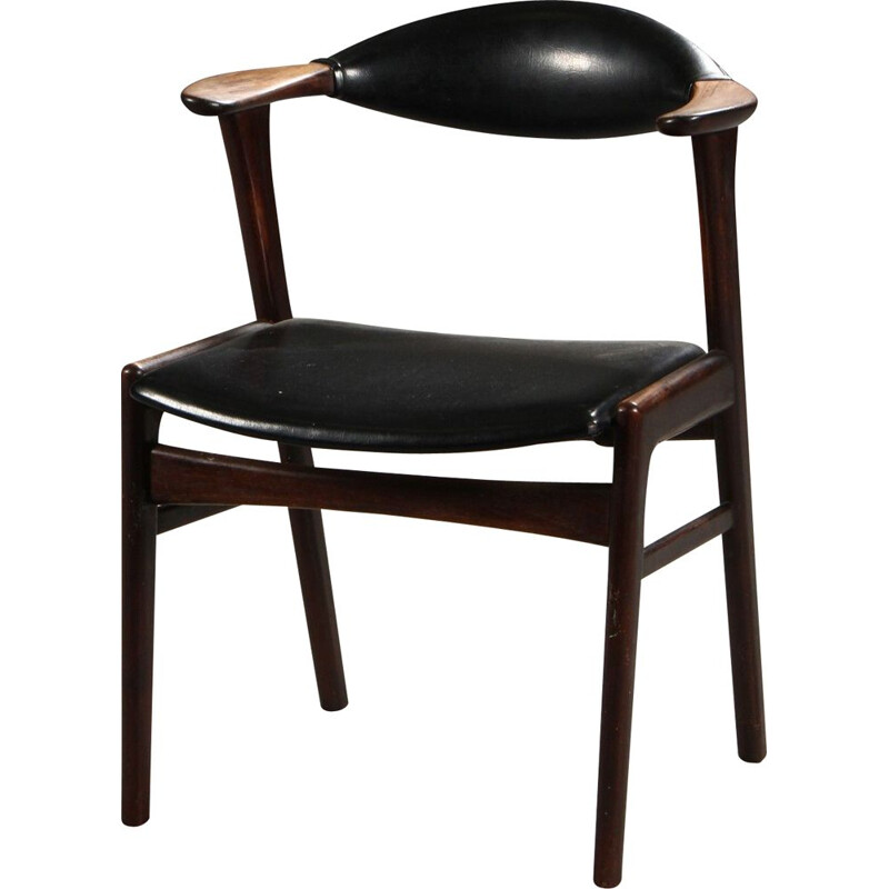 Vintage rosewood and leatherette armchair by Erik Kirkegaard for Hong Mobelfabrik, 1960s