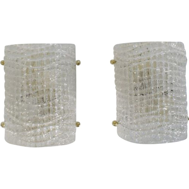 Pair of vintage glass wall lamps by J. T. Kalmar for Kalmar Franken, Austria 1950