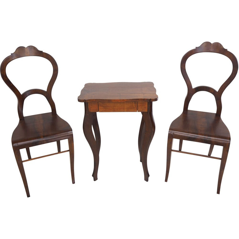 Vintage Beidermeier wooden dining set, 1850