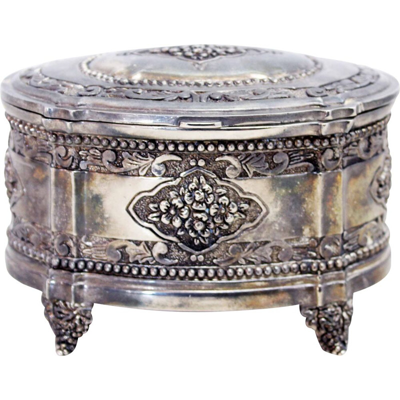 Vintage Art Nouveau silver-plated jewelry box, 1930-1940