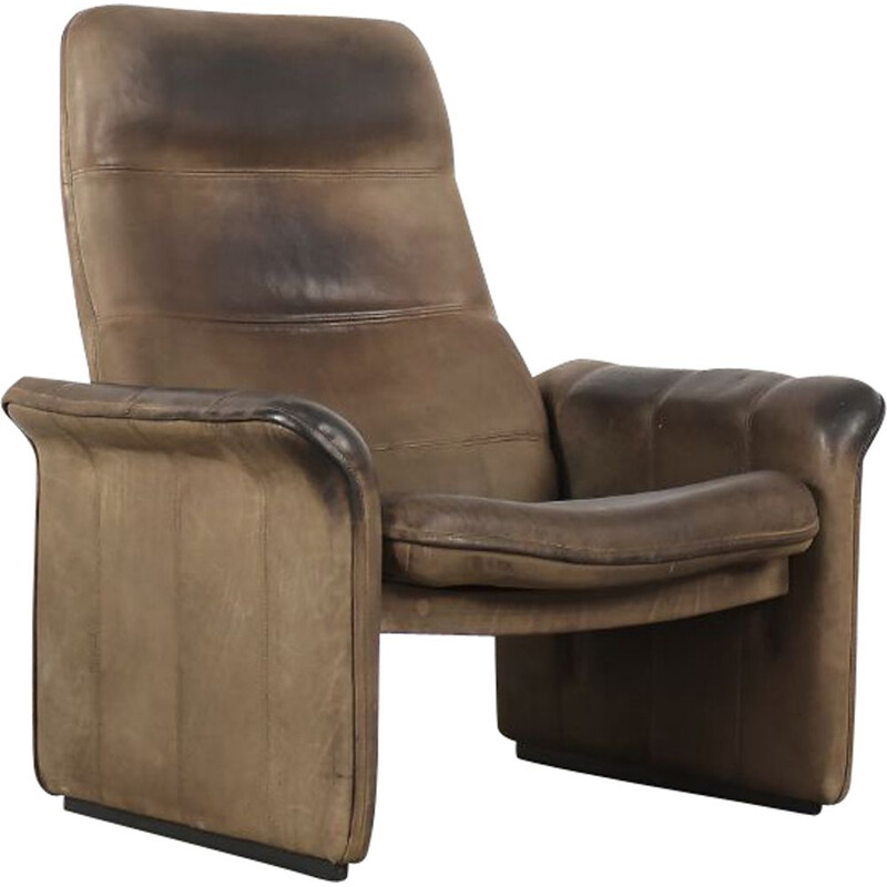 Vintage verstelbare fauteuil in buffelleer van De Sede, Zwitserland 1970