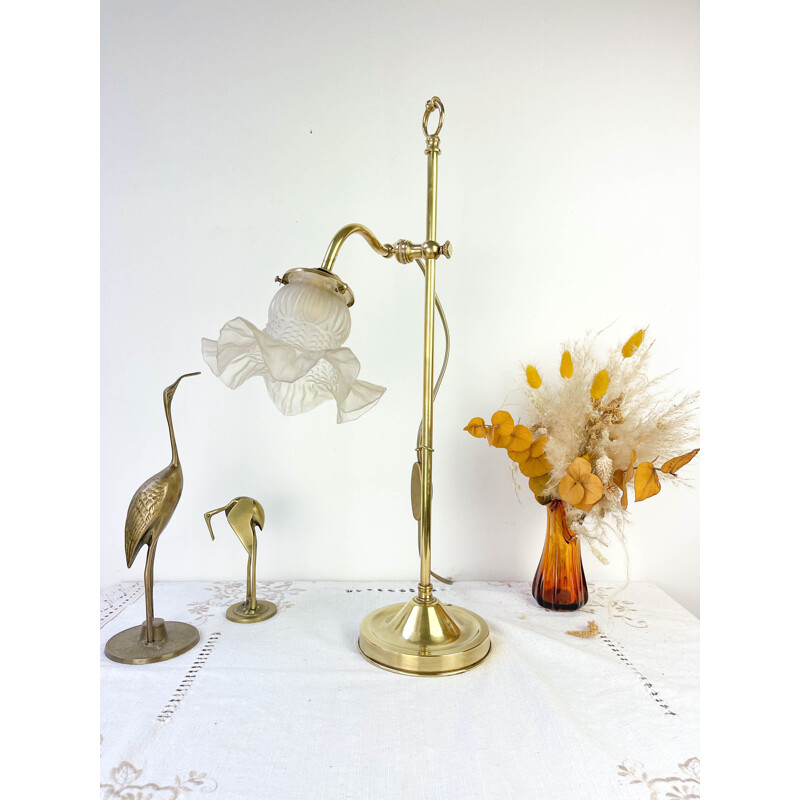 Vintage Art Deco brass and glass desk lamp, 1930