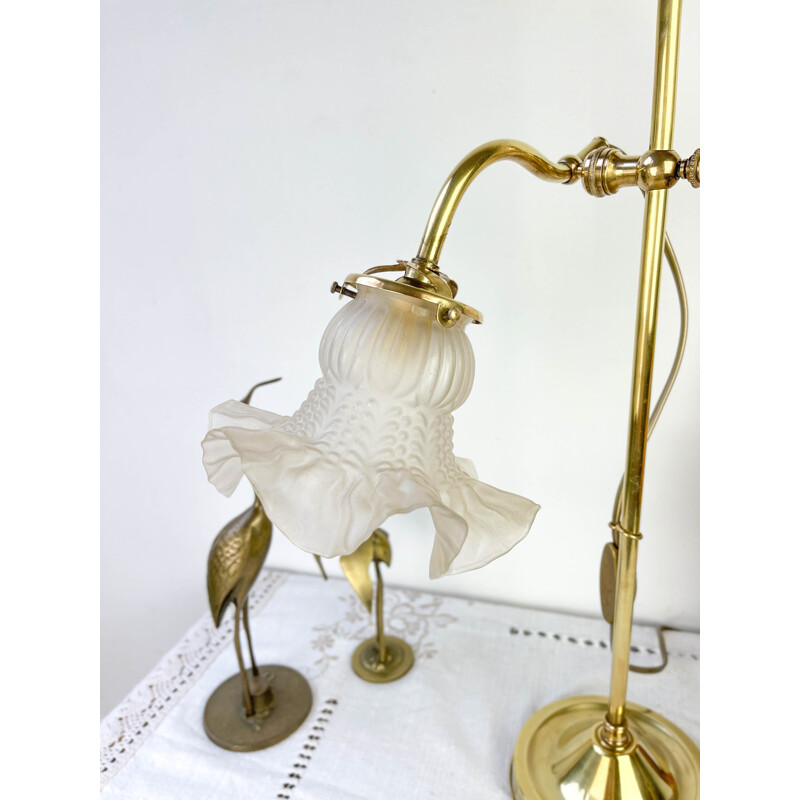 Vintage Art Deco brass and glass desk lamp, 1930