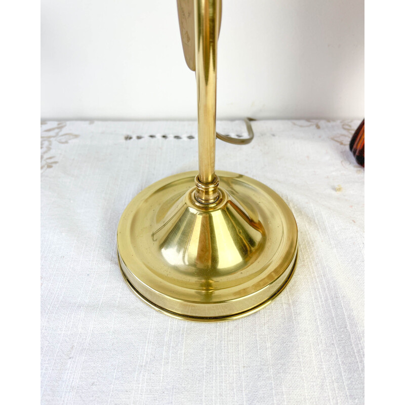 Vintage Art Deco brass and glass desk lamp, 1930