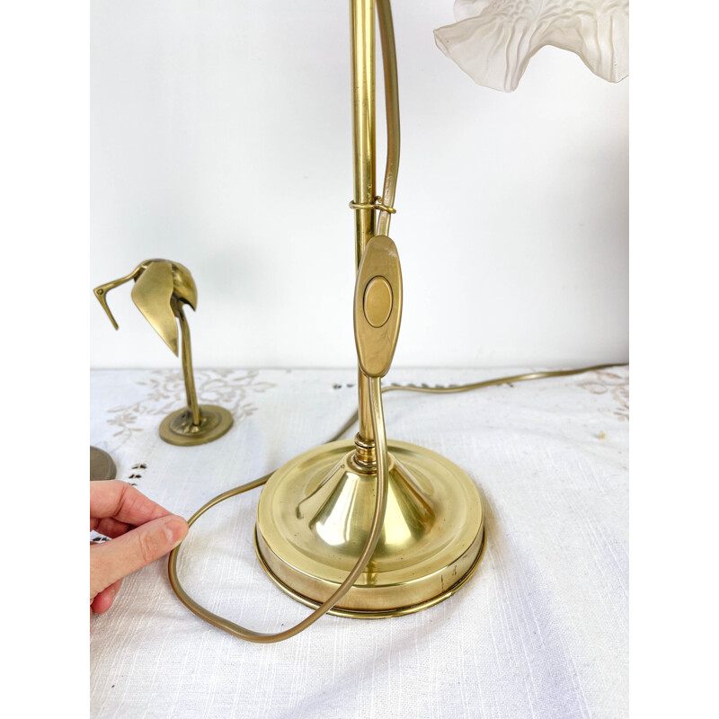Vintage Art Deco brass and glass desk lamp, 1930