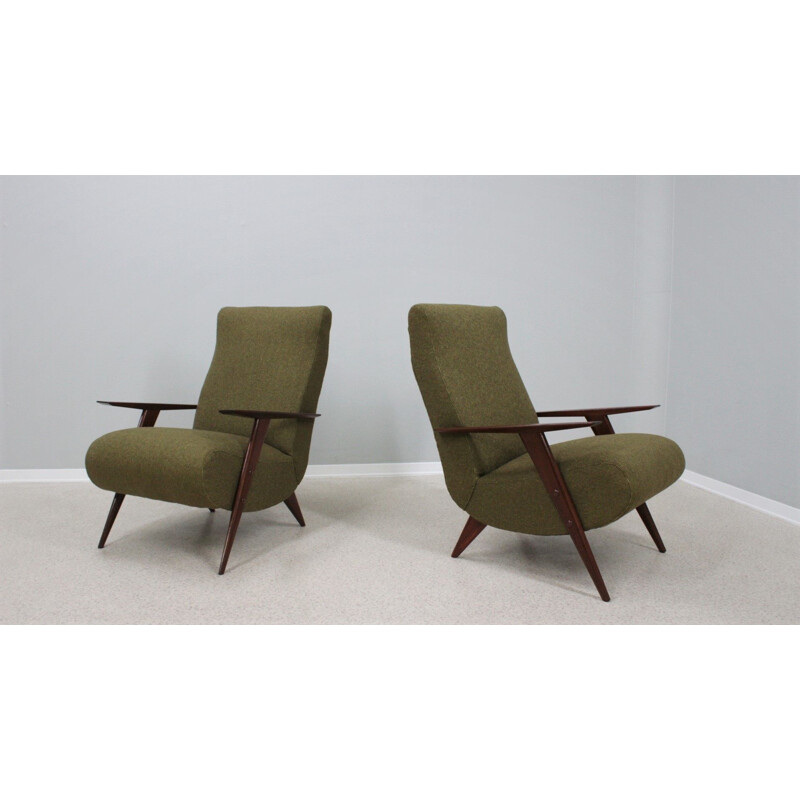 Pair of mid century armchairs by Guglielmo Veronesi, 1950s