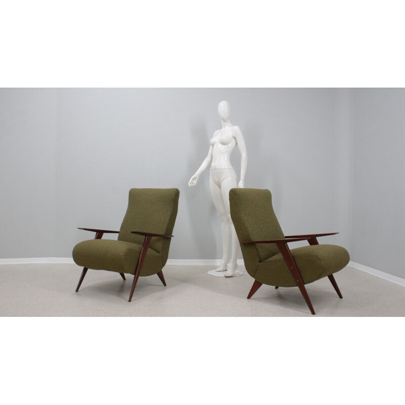 Pair of mid century armchairs by Guglielmo Veronesi, 1950s