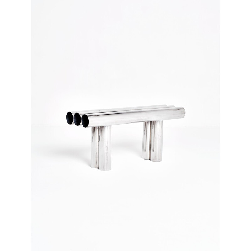 Vintage contemporary aluminium bench by Axel Chay, France