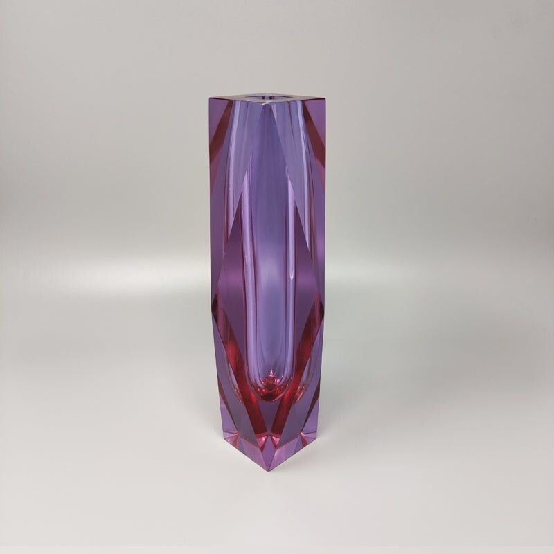 Vase rose vintage de Flavio Poli pour Seguso, Italie 1960