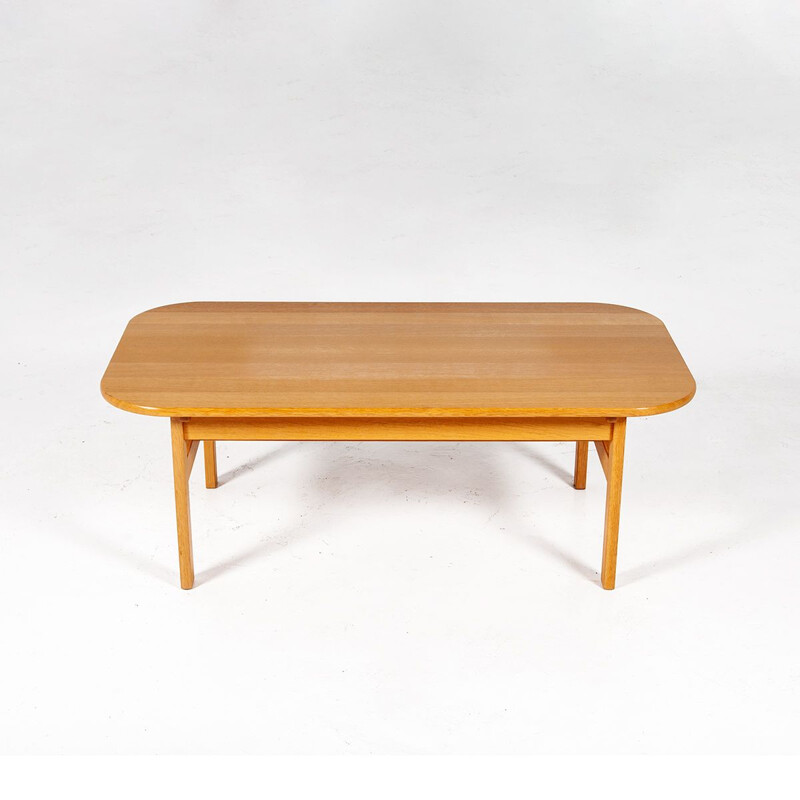 Vintage solid oak coffee table, Denmark 1960