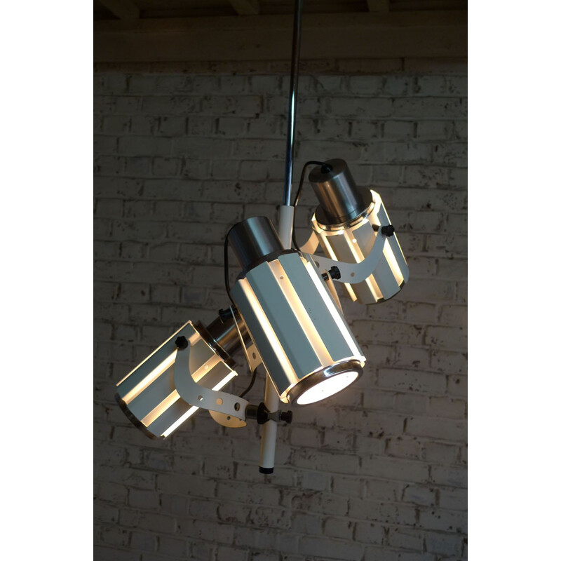 Vintage hanging lamp with 3 pivoting lights - 1970s