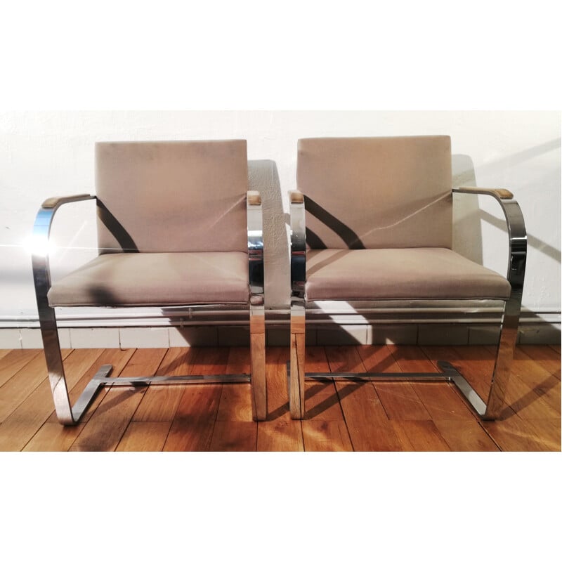 Pair of vintage armchairs by Ludwig Mies Van der Rohe for Knoll