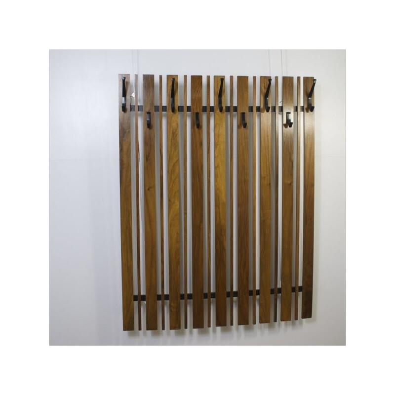 Vintage teak wall coat rack, 1960