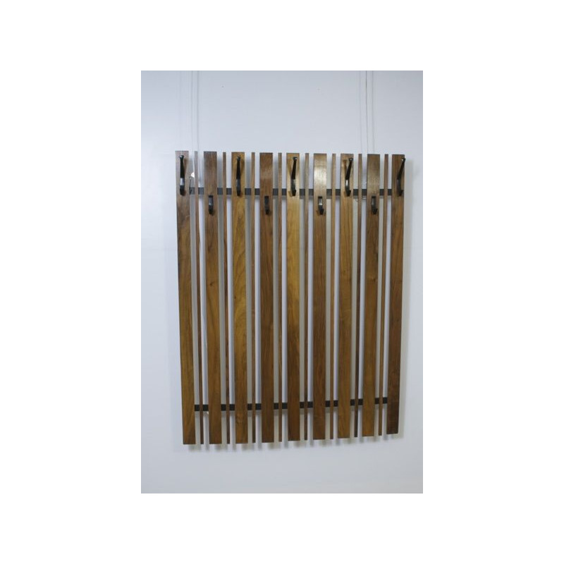 Vintage teak wall coat rack, 1960