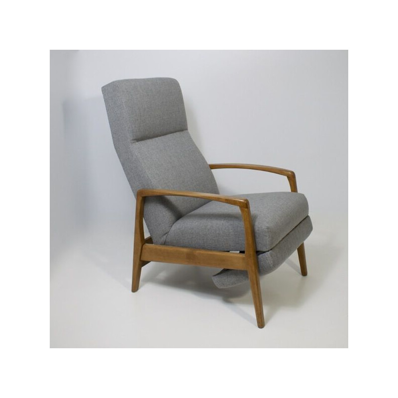 Fauteuil lounge vintage en tissu d'ameublement, 1950-1960