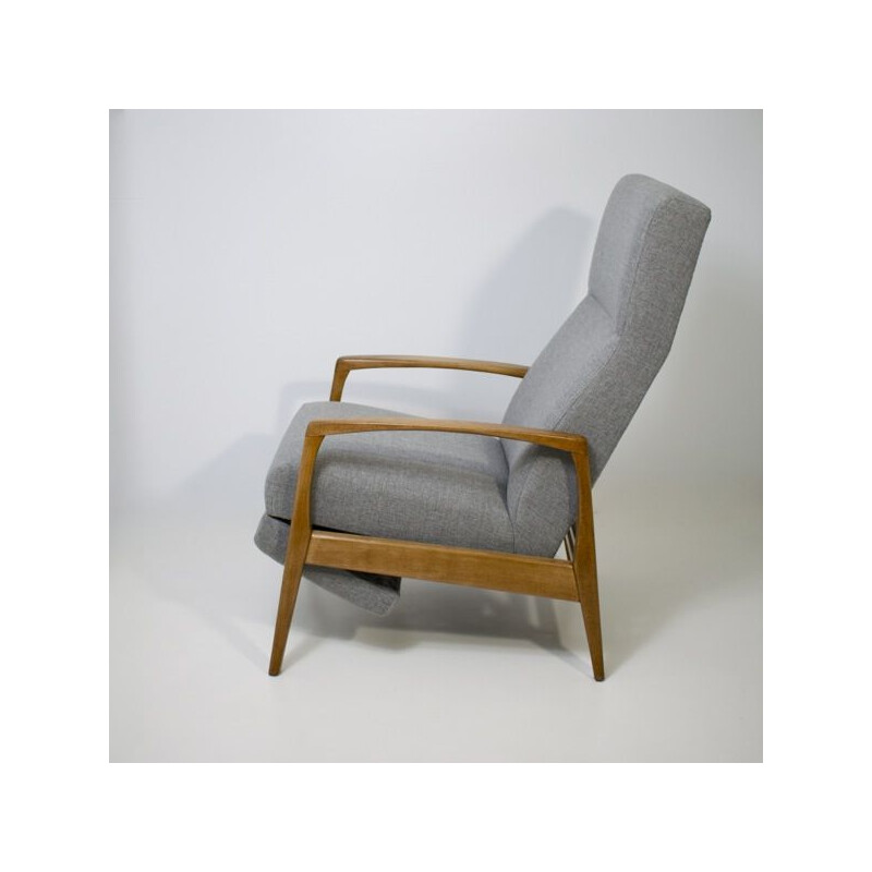 Fauteuil lounge vintage en tissu d'ameublement, 1950-1960