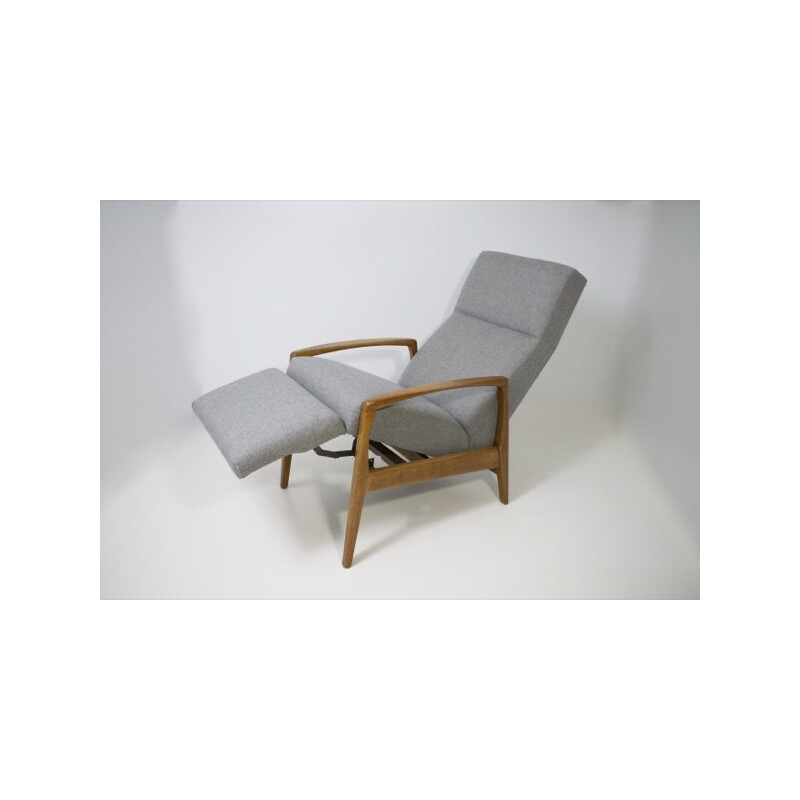 Fauteuil lounge vintage en tissu d'ameublement, 1950-1960