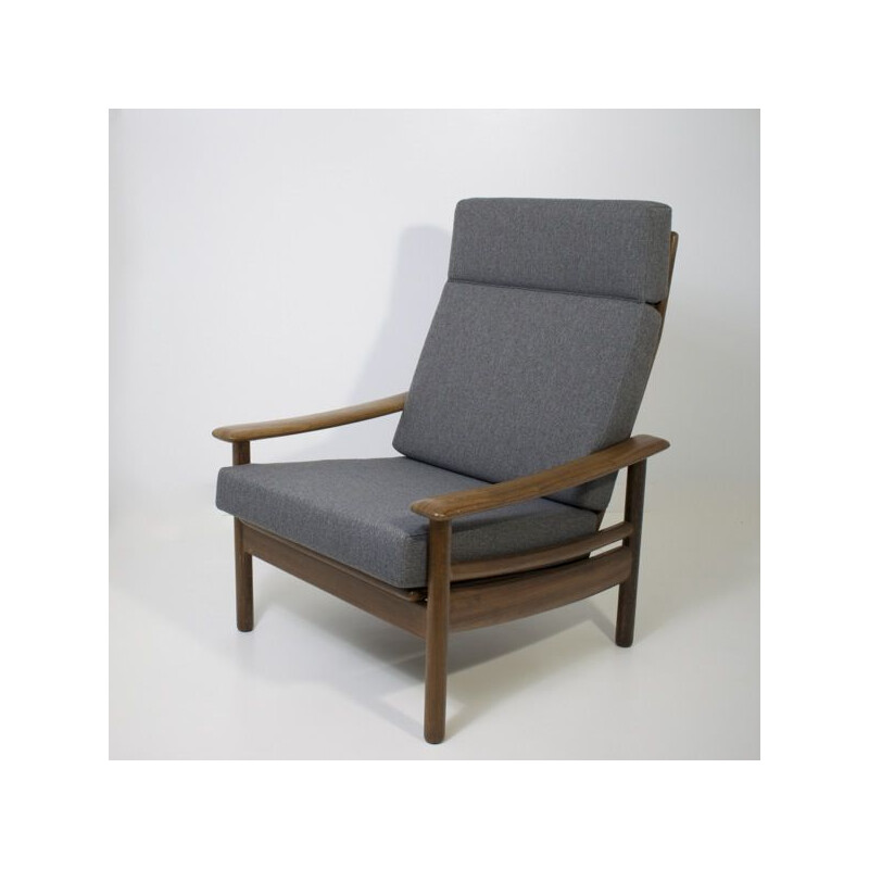 Fauteuil vintage à haut dossier en teck, 1960