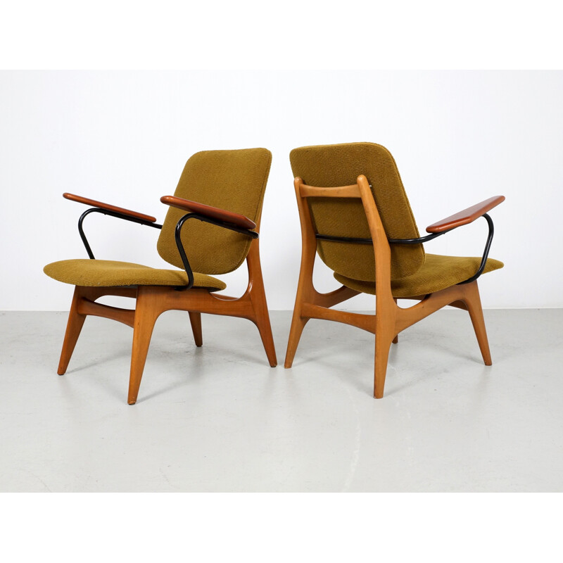 Pair of Dutch re-upholstered armchairs - 1960s