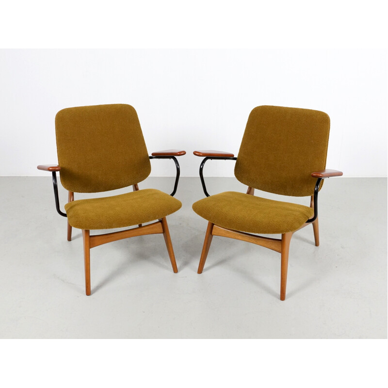 Pair of Dutch re-upholstered armchairs - 1960s