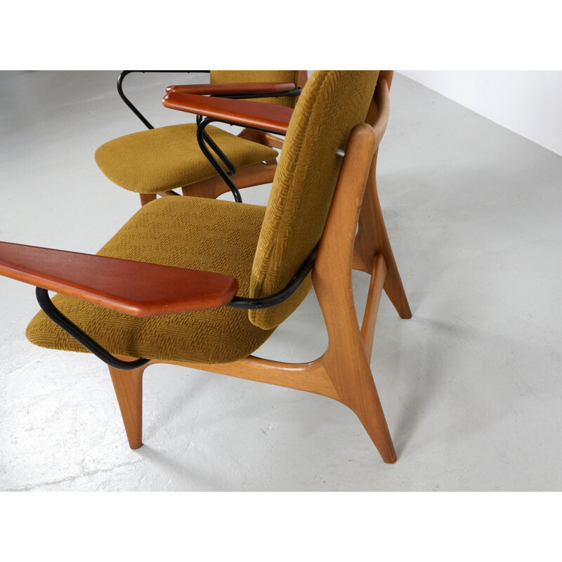 Pair of Dutch re-upholstered armchairs - 1960s