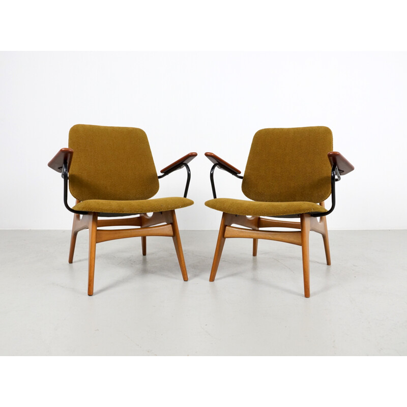 Pair of Dutch re-upholstered armchairs - 1960s