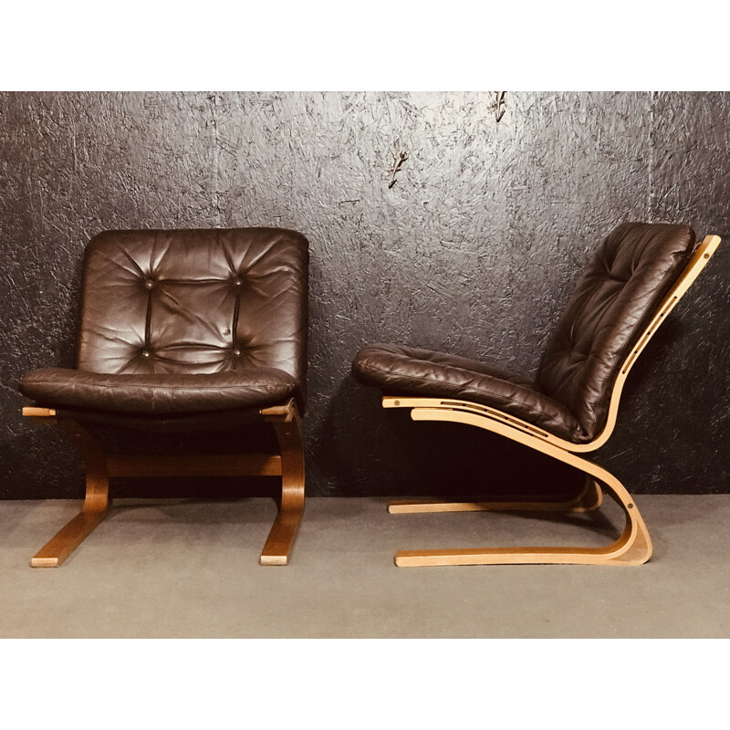 Pair of vintage Siesta armchairs by Solheim for Rykken and Coas, Norway 1960