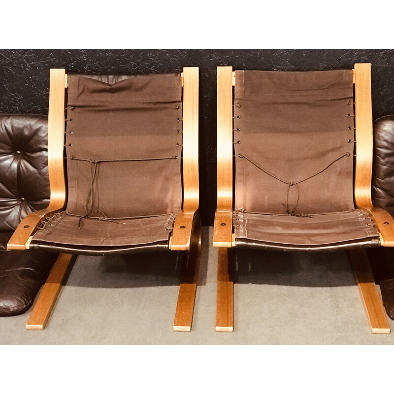 Pair of vintage Siesta armchairs by Solheim for Rykken and Coas, Norway 1960