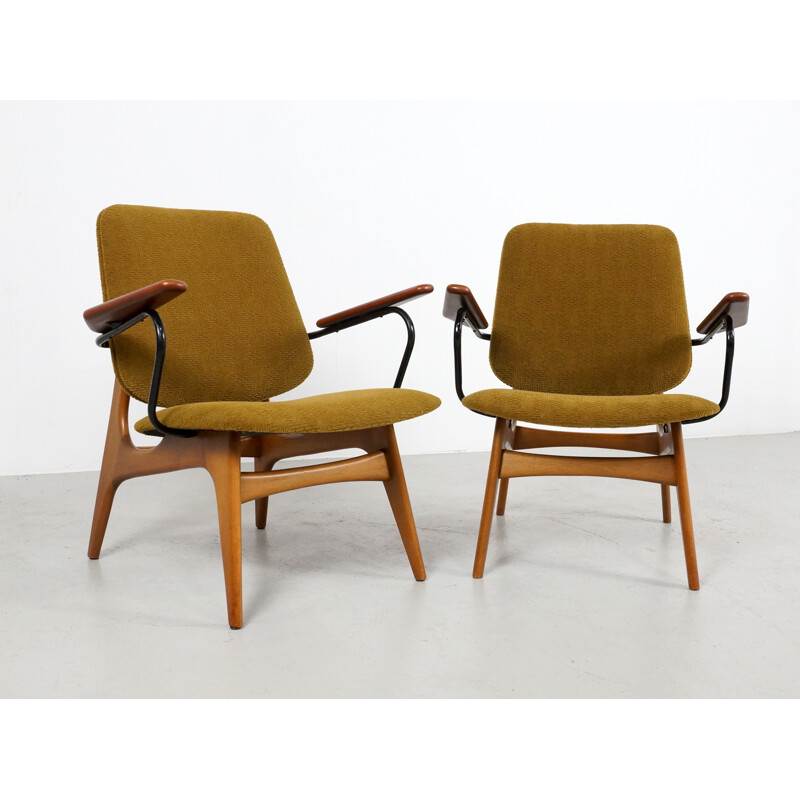 Pair of Dutch re-upholstered armchairs - 1960s