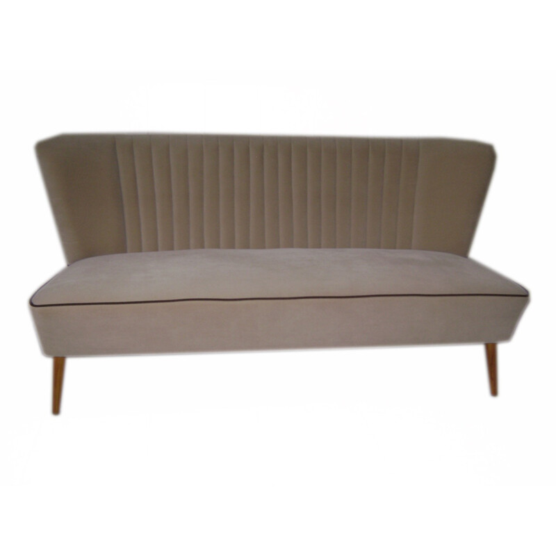 Restored light beige club sofa - 1950s