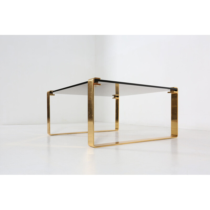 Vintage gold plated coffee table with smoked top, 1970