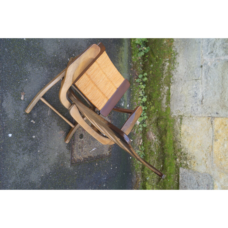 Fauteuil lounge vintage en bois, 1970