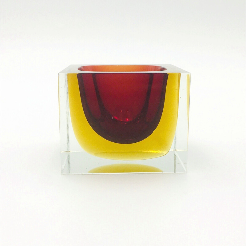 Fourre-tout vintage Sommerso en verre de Murano par Flavio Poli pour Seguso, 1970