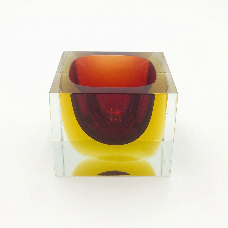 Fourre-tout vintage Sommerso en verre de Murano par Flavio Poli pour Seguso, 1970