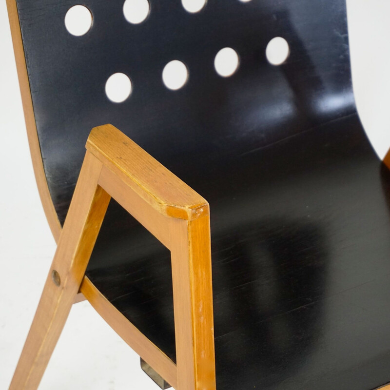 Vintage stacking armchair in beechwood by Roland Rainer, Austria 1950