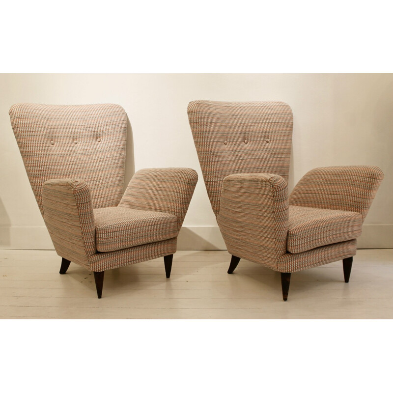 Pair of Italian armchairs in fabric, Paolo BUFFA - 1950s