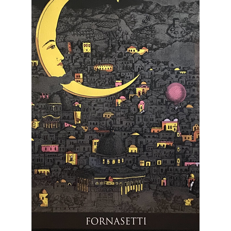 Sérigraphie vintage "Night over Jerusalem" de Piero Fornasetti, 1960