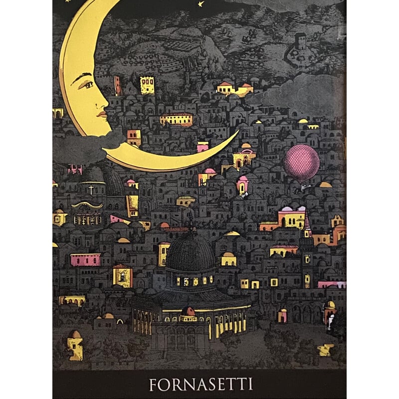 Sérigraphie vintage "Night over Jerusalem" de Piero Fornasetti, 1960